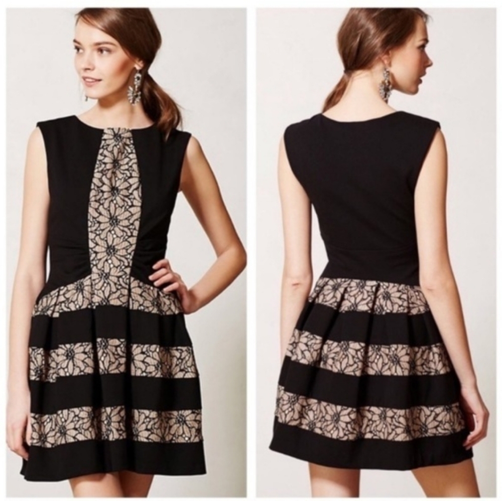 ANTHRO Eva Franco 0 Lace Strata Fit & Flare Dress